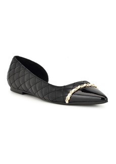 Nine West Women's Breza Slip-On Pointy Toe Dress Flats - Black Multi - Faux Leather and Faux Pate