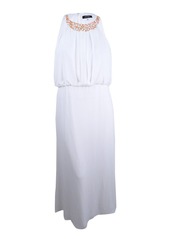 NINE WEST Women's Chiffon Maxi Dress with Beaded Neckline