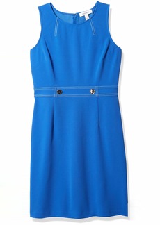 NINE WEST Women's Cool Crepe Shift Dress with Buttons Summer SKY-1PI