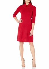 NINE WEST womens Cowl Neck Fit and Flare Knit Casual Dress   US