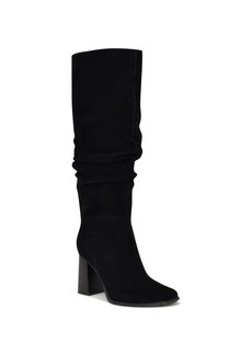 Nine West Women's Domaey Stacked Block Heel Dress Regular Calf Boots - Black Suede