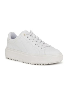 Nine West Women's Driven Round Toe Platform Lace Up Sneakers - White