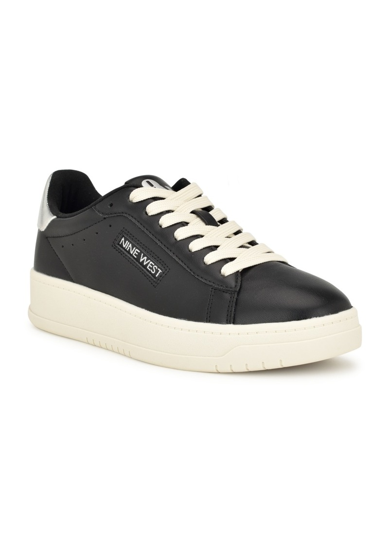 Nine West Women's Dunnit Lace-Up Round Toe Casual Sneakers - Black