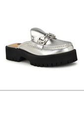 Nine West Women's Duntal Slip-On Round Toe Casual Loafer Mules - Silver