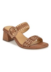 Nine West Women's Emerey Slip-On Square Toe Dress Sandals - Brown Multi