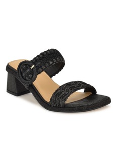 Nine West Women's Emerey Slip-On Square Toe Dress Sandals - Black