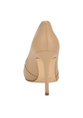 Nine West Women's Faiza Stiletto Heel Pointy Toe Dress Pumps - Medium Natural - Faux Leather