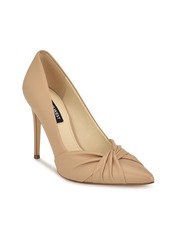 Nine West Women's Faiza Stiletto Heel Pointy Toe Dress Pumps - Medium Natural - Faux Leather