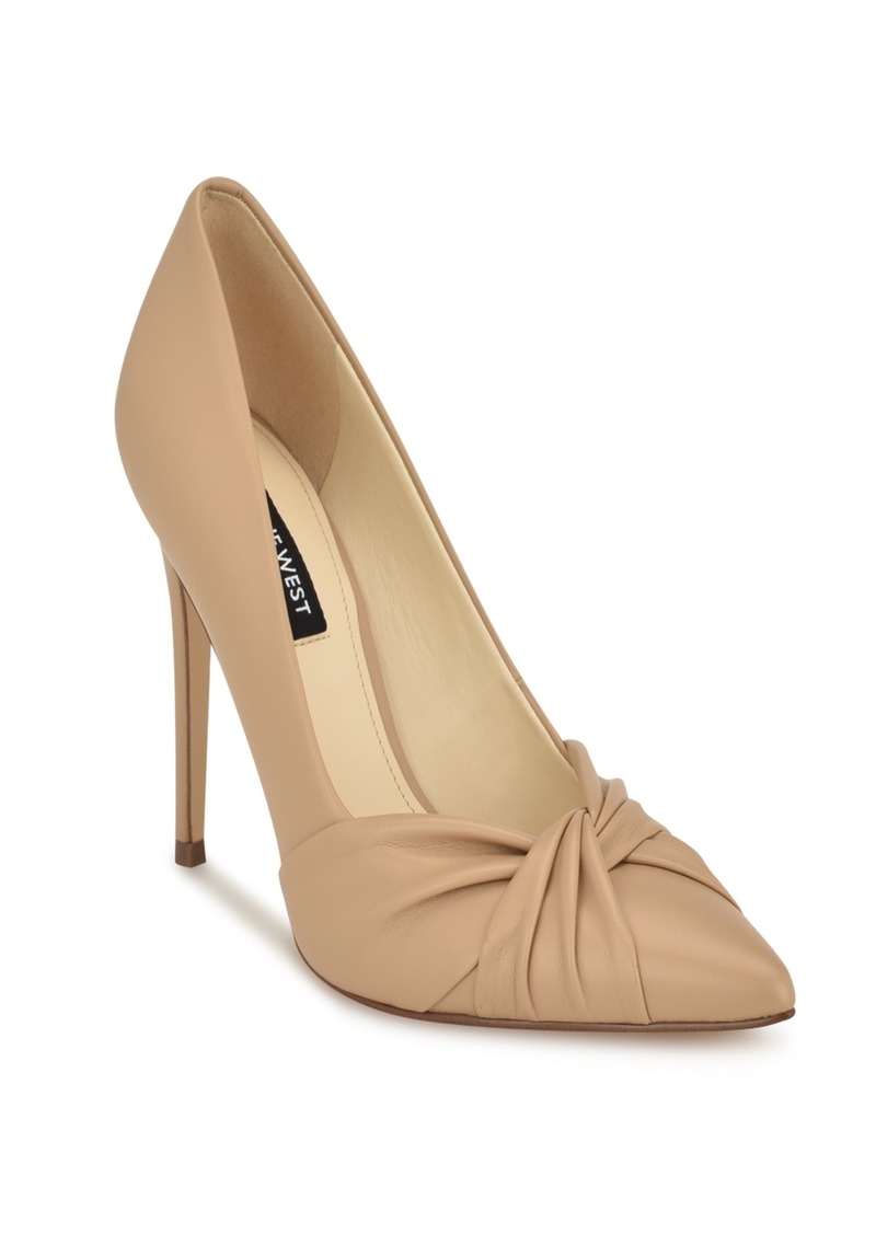 Nine West Women's Faiza Stiletto Heel Pointy Toe Dress Pumps - Medium Natural - Faux Leather