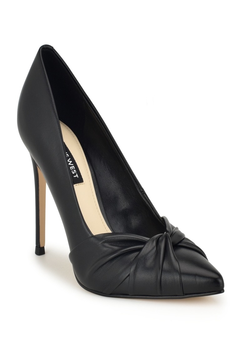 Nine West Women's Faiza Stiletto Heel Pointy Toe Dress Pumps - Black - Faux Leather