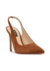 Nine West Women's Feather Pointy Toe Slingback Dress Pumps - Medium Natural Patent