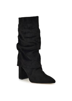 Nine West Women's Francis Fold Over Cuff Dress Boots - Black Faux Suede