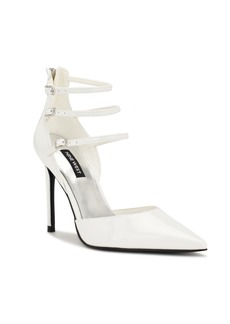 Nine West Women's Frann Pointy Toe D'Orsay Strappy Pumps - White Patent
