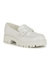 Nine West Women's Gables Round Toe Lug Sole Casual Loafers - White Patent