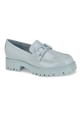 Nine West Women's Gables Round Toe Lug Sole Casual Loafers - Light Blue Patent