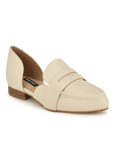 Nine West Women's Gorel D'Orsay Pointy Toe Dress Flat Loafers - Cream - Faux Leather