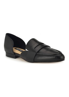 Nine West Women's Gorel D'Orsay Pointy Toe Dress Flat Loafers - Black - Faux Leather