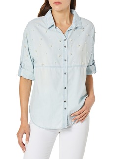 NINE WEST Women's Hayden Roll Sleeve Dolman Shirt