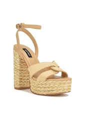 Nine West Women's Hayya Block Heel Woven Platform Sandals - Light Natural