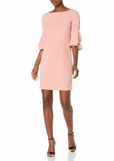 NINE WEST Women's high Low Ruffled Sleeve Dress