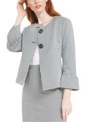 NINE WEST Women's Houndstooth 2 Button Bell Sleeve Jacket  S