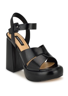 Nine West Women's Jalissa Block Heel Open Toe Dress Sandals - Black Patent
