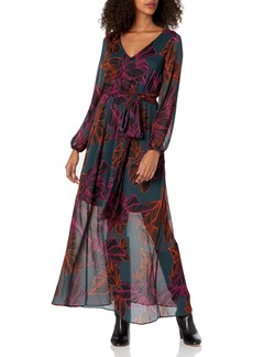 Nine West Women's Jennifer Long SLV Vneck Maxi Dress