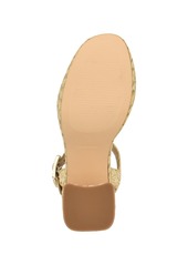 Nine West Women's Jolane Block Heel Round Toe Dress Sandals - Light Natural, Gold - Manmade