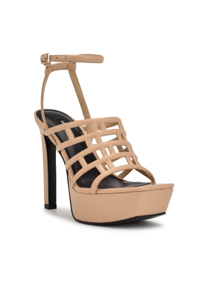 Nine West Women's Kelinda Square Toe Stiletto Dress Sandals - Light Natural