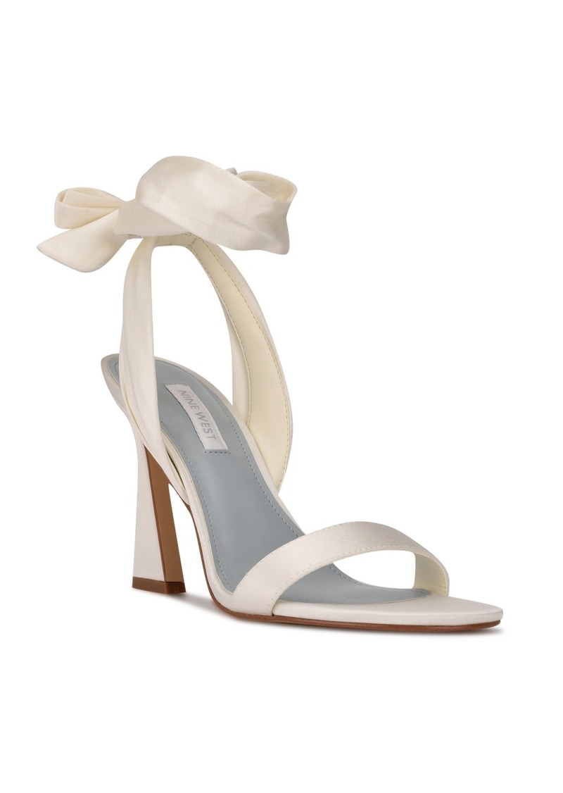 Nine West Women's Kelsie Ankle Wrap Heeled Dress Sandals - White