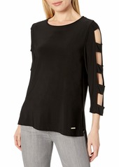 NINE WEST Women's Knit TOP with Cutout Sleeves