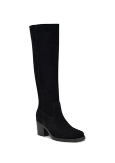 Nine West Women's Koops Square Toe Block Heel Suede Casual Boots - Black Suede