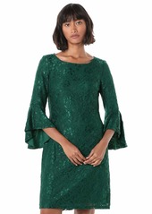 NINE WEST Women's Lace 3/4 Peplum Sleeve T-Shirt Dress