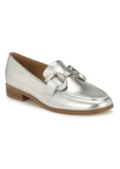 Nine West Women's Lilma Slip-On Round Toe Dress Loafers - Silver - Faux Leather
