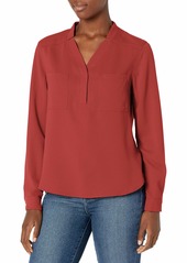 NINE WEST Women's Long Sleeve Blouse with Patch Pockets  S
