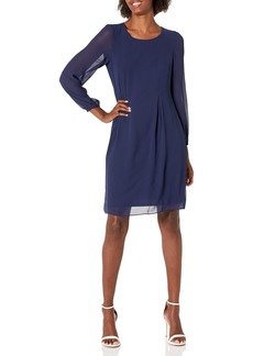 NINE WEST Women's Long Sleeve Shift Dress with Keyhole BAC