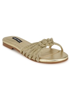 Nine West Women's Luxury Slip-On Strappy Embellished Flat Sandals - Gold