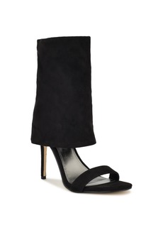 Nine West Women's Macken Stiletto Almond Toe Dress Sandals - Black- Faux Suede