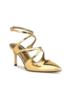 Nine West Women's Maes Strappy Pointy Toe Stiletto Dress Pumps - Bronze Mirror Metallic- Manmade