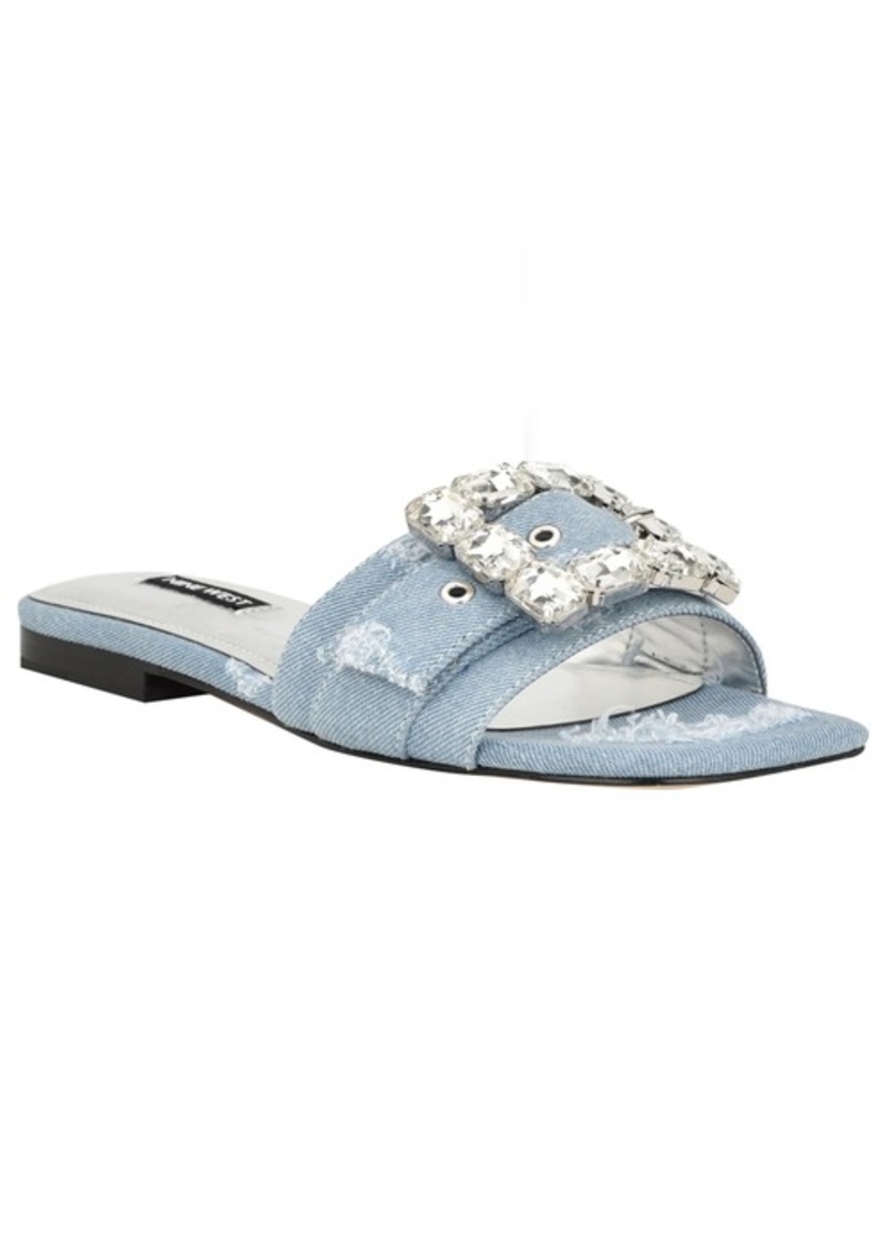 Nine West Women's Matter Flat Sandal Light Denim 40