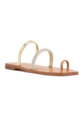 Nine West Women's Mavis Toe Ring Flat Slide Strappy Sandals - Gold, Black