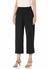 NINE WEST Women's Misses Drapey Crepe Pull ON Cropped Pant with Ruffle at WAISTEBAND BLACK-169 M