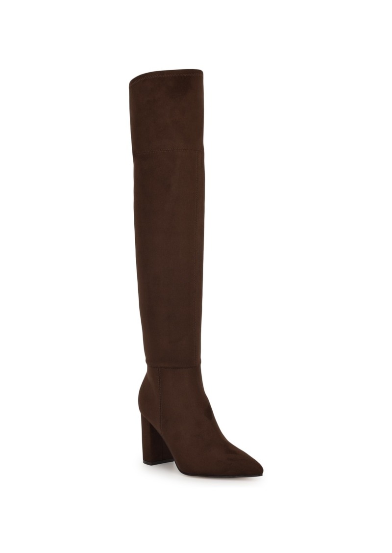 Nine West Women's Miykah Pointy Toe Over the Knee Boots - Dark Brown