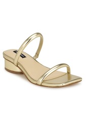 Nine West Women's Morella Square Toe Slip-On Dress Sandals - Gold