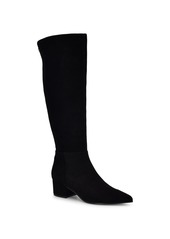 Nine West Women's Morgin Pointy Toe Block Heel Knee High Boots - Black Leather