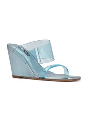 Nine West Women's Nats Wedge Slide Sandals - Light Blue