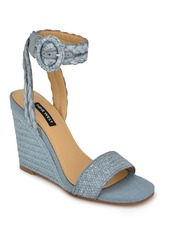 Nine West Women's Nerisa Square Toe Woven Wedge Sandals - Light Natural