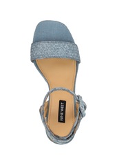 Nine West Women's Nerisa Square Toe Woven Wedge Sandals - Blue