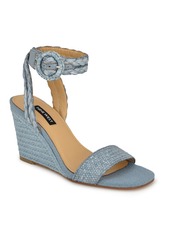 Nine West Women's Nerisa Square Toe Woven Wedge Sandals - Blue