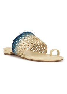 Nine West Women's Nolah Toe Ring Flat Casual Slide Sandals - Cream, Blue Ombre